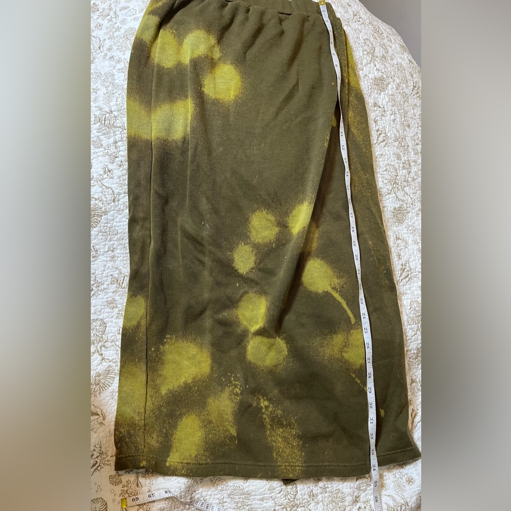 Express Vtg M Pull On Green Bleach Dye Abstract Heart Goblin Grunge Wrap Skirt — image 5 of 6